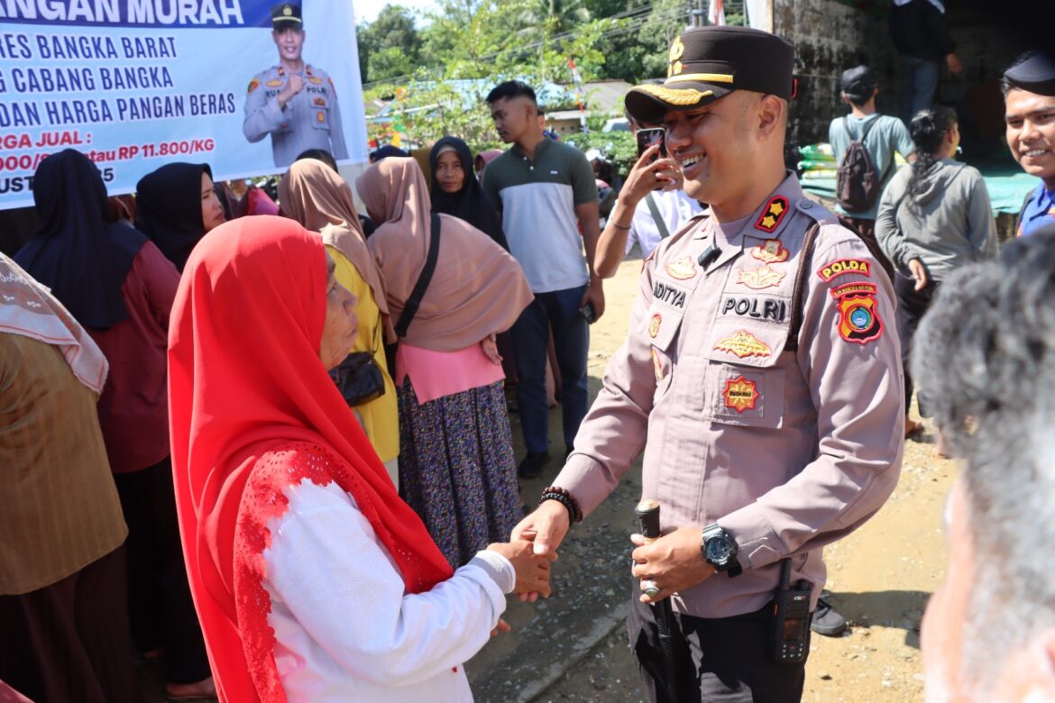 Warga Antusias, 7 Ton Beras Habis Terjual dalam Sehari ucapan Terima Kasih Polres Bangka Barat
