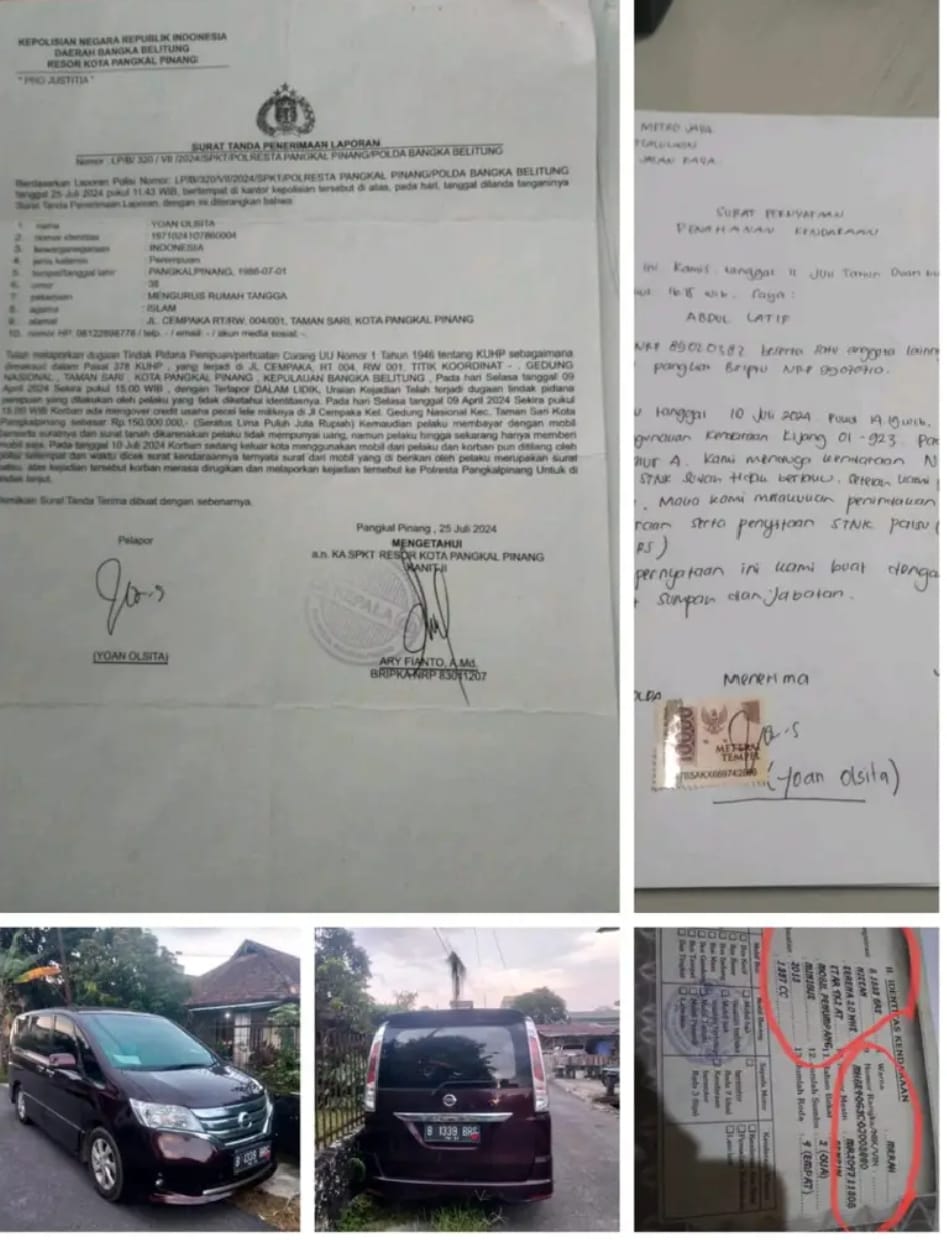 Yoan Olsita Katakan, Meskipun Terlapor Mengakui Asal-Usul Mobil Bodong, dan Status Diduga Tersangka, Pelaku masih Berkeliaran. 