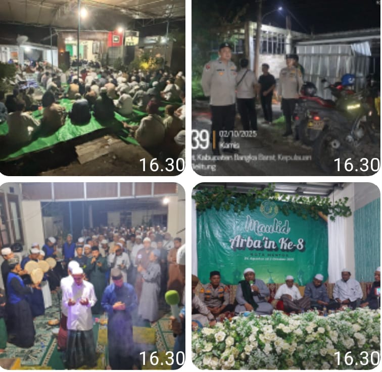Maulid Arba’in ke-8 di Kota Mentok Berlangsung Khidmat, Polres Bangka Barat Pastikan Situasi Aman dan Kondusif